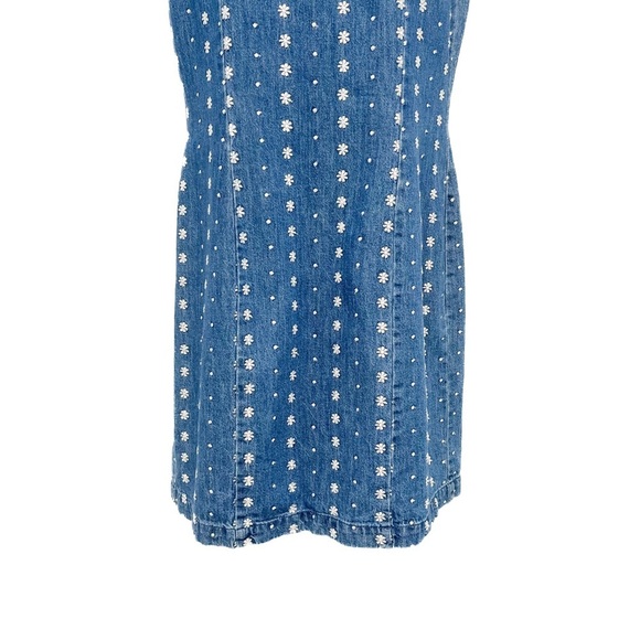 Vintage Floral Embroidered Denim Jean Midi Dress Short Sleeve Made in USA Size 4 - Picture 6 of 9